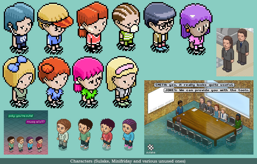 Sulake, various characters in the style of Pixel.
